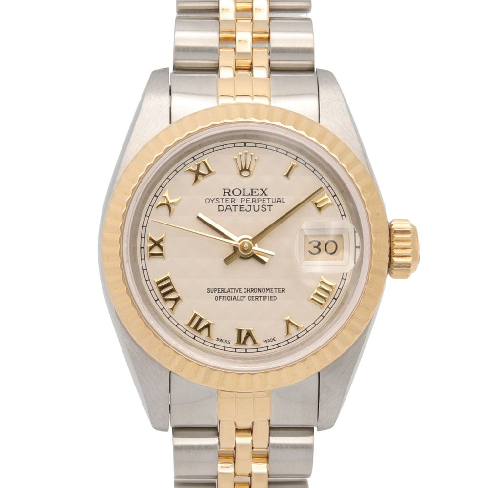 Rolex Datejust E-series watch, 18K (yellow gold) stainless steel, ladies', wh...
